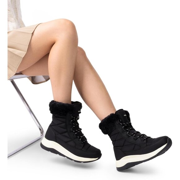 〽️Women's Black Dream Pairs Waterproof Winter Warm Fur Lined Mid Calf Boots - Picture 8 of 8